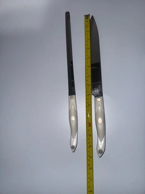 White Pearl Handle Kitchen Knife and Scissor Set - 10 Piece Home Kitchen Cutlery - Picture 5 of 9